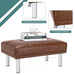 Leather Tufted Upholstered Ottoman Bench for Living Room Entryway