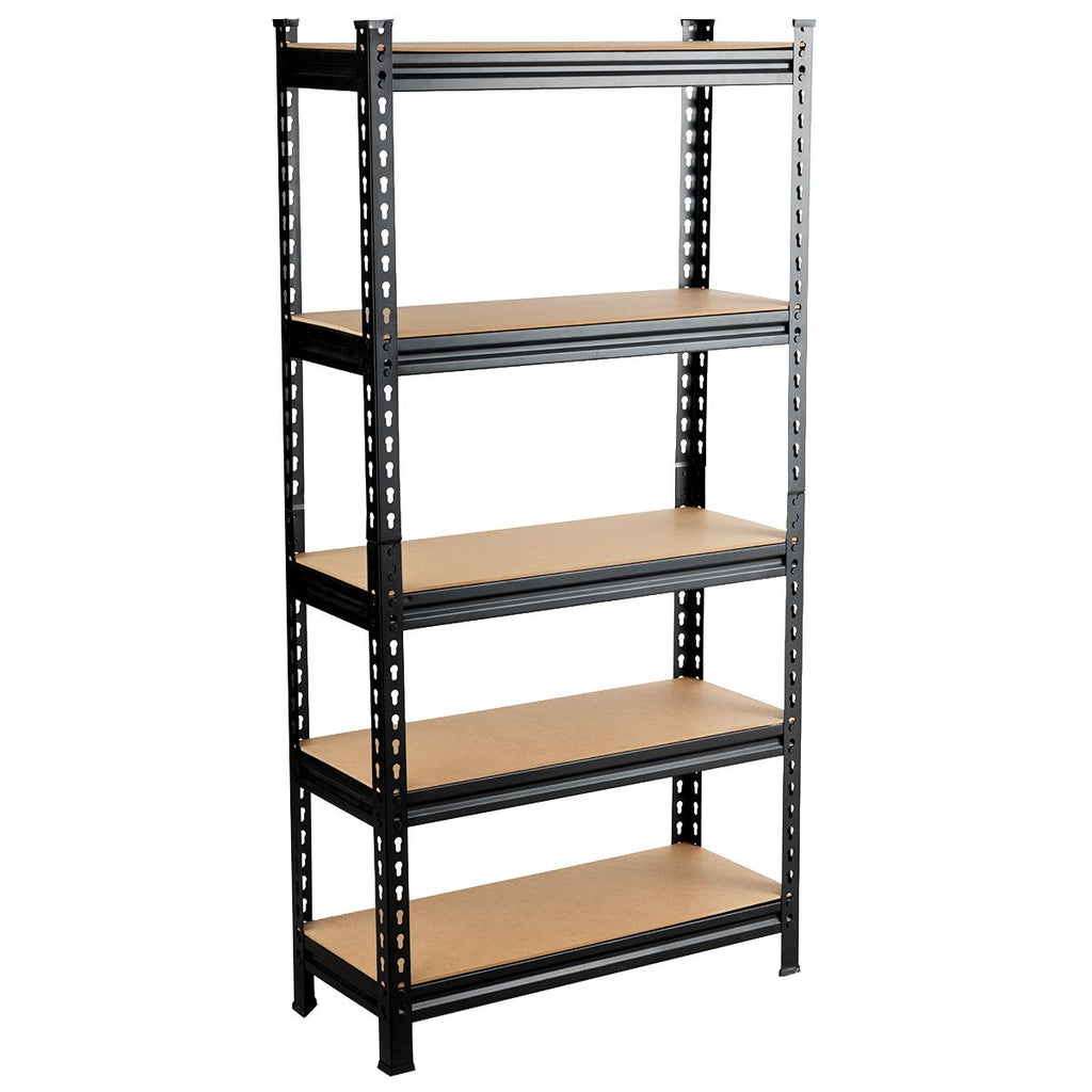 5-Tier Adjustable Storage Rack – Heavy-Duty Metal & MDF Shelving Unit