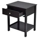 2 Pieces Wooden Nightstand with Drawer and Storage Shelf