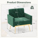 Modern Velvet Accent Chair with Button Tufted Back and Golden Metal Legs