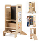 SEDOL 4-in-1 Montessori "Discovery Center" Learning Tower — Convertible Kitchen Helper Stool with Integrated Slide, High Chair, and 6-Feature Sensory Activity Station