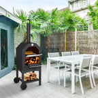 Outdoor Wood-Fired Pizza Oven – Portable Garden Pizza Maker with Stone, Peel & Grill Rack