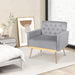 Modern Velvet Accent Chair with Button Tufted Back and Golden Metal Legs