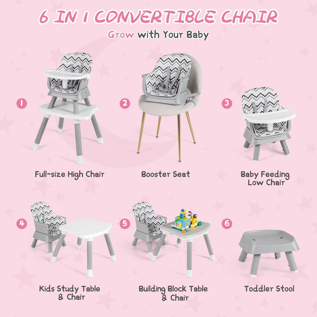 SEDOL 6-in-1 Ultimate Baby-to-Toddler High Chair & Activity Station with Building Block Tabletop Parental Booster Seat and Waterproof PU Leather Cushion – 25kg Capacity