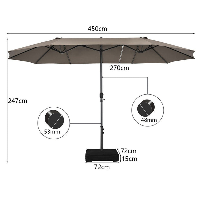 4.5m Double-Sided Outdoor Garden Parasol