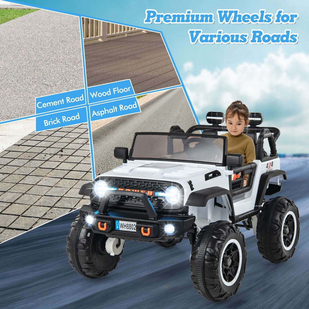 SEDOL 2-Seater 24V Kids Ride-On Truck with 4-Motor 4WD System Parental Remote Control 3-Point Safety Harness and Bonus Digging Shovel – 50kg Capacity