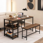 3 Pieces Kitchen Dining Set with Storage Rack