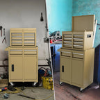 High-Capacity Rolling Tool Cabinet – Lockable Wheels, Metal 2‑in‑1 Chest & Base