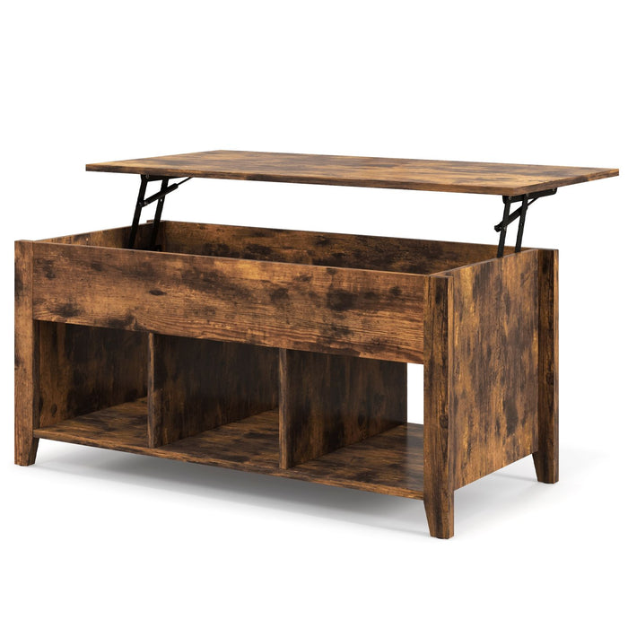 Rising Center Table with Lift Top Hidden Compartment