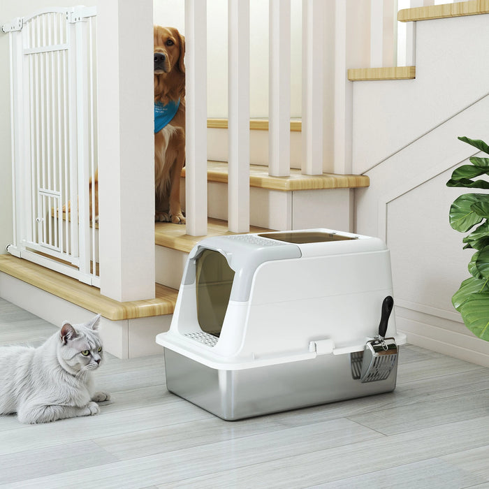 Stainless Steel Cat Litter Box – Enclosed Odour-Resistant Litter Tray