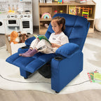 SEDOL Deluxe Larger Kids Recliner Armchair with Dual Cup Holders and Storage Pockets Premium Velvet Children’s Lounge Chair with 130° Adjustable Backrest & Pine Wood Frame