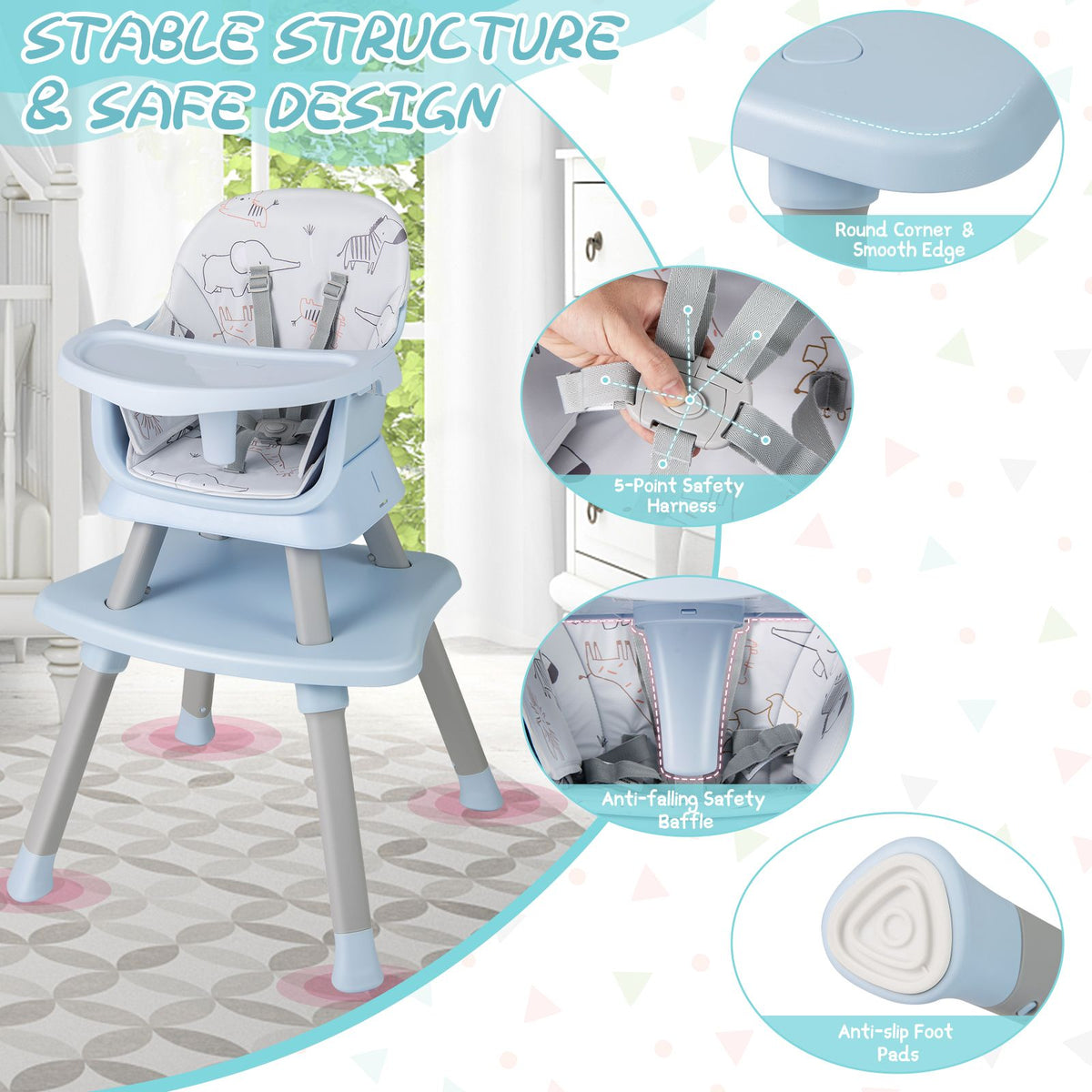 SEDOL 6-in-1 Ultimate Baby-to-Toddler High Chair & Activity Station with Building Block Tabletop Parental Booster Seat and Waterproof PU Leather Cushion – 25kg Capacity