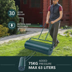 63 L Heavy-Duty Lawn Roller – Steel Garden Grass Roller with U‑Handle & Drain Plug