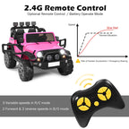 SEDOL 2-Seater 12V Electric Kids Ride-On Truck with Dual Storage Compartments Parental Remote Control High-Capacity 7Ah Battery and All-Terrain Spring Suspension – 50kg Limit