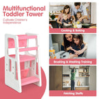 SEDOL 2-in-1 Convertible Toddler Learning Tower & High-Step Stool 3-Level Adjustable Height Kitchen Helper with Double Safety Rails and Anti-Slip EVA Pads – 65kg Capacity