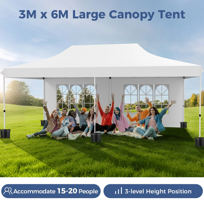 Pop-Up Canopy Gazebo Tent with 6 Removable Sidewalls & Carry Bag