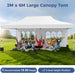 Pop-Up Canopy Gazebo Tent with 6 Removable Sidewalls & Carry Bag