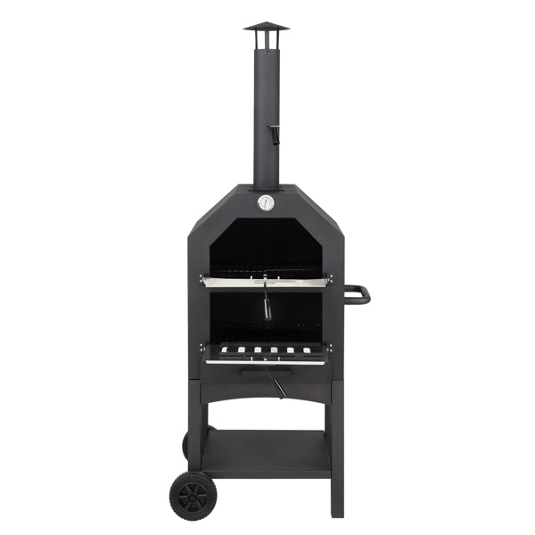 Outdoor Wood-Fired Pizza Oven – Portable Garden Pizza Maker with Stone, Peel & Grill Rack