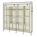 67" Portable Clothes Wardrobe – 12-Shelf Fabric Closet Organiser (Beige)