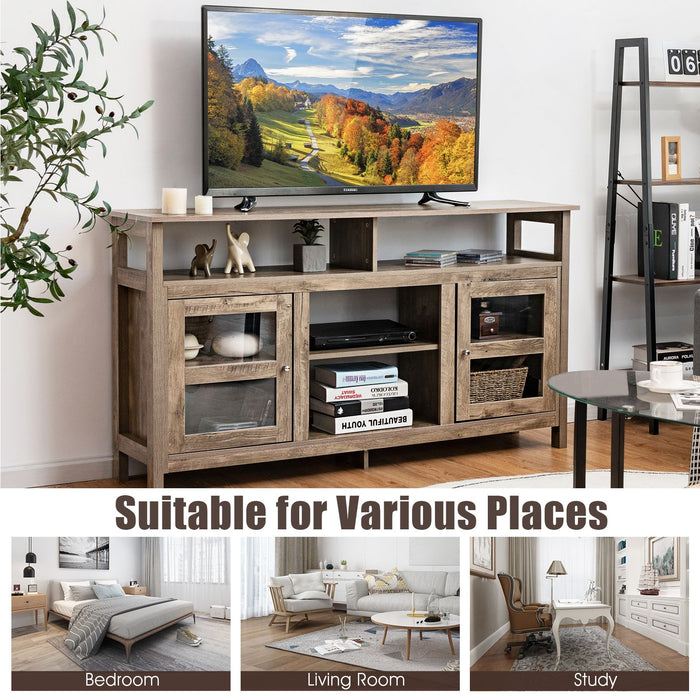 Living Room Console Table for Tvs with Wooden Fireplace and 2 Cabinets