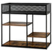 4-Tier Console Table with Wire Basket and Storage Shelves