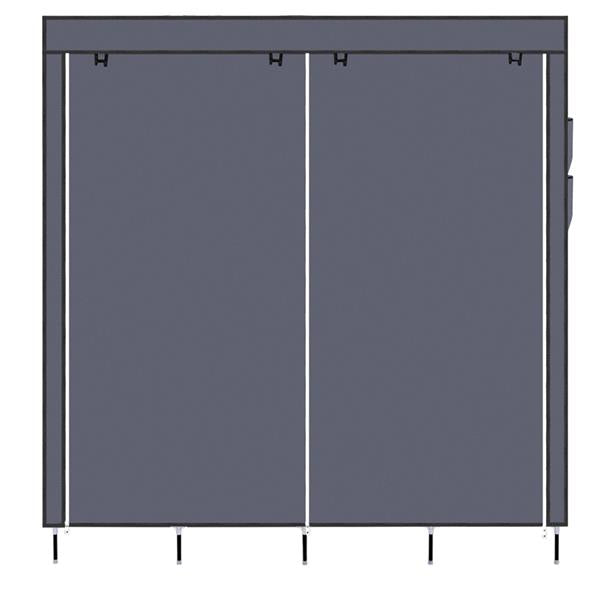 67" Portable Clothes Wardrobe – 12-Shelf Fabric Closet Organiser (Grey)