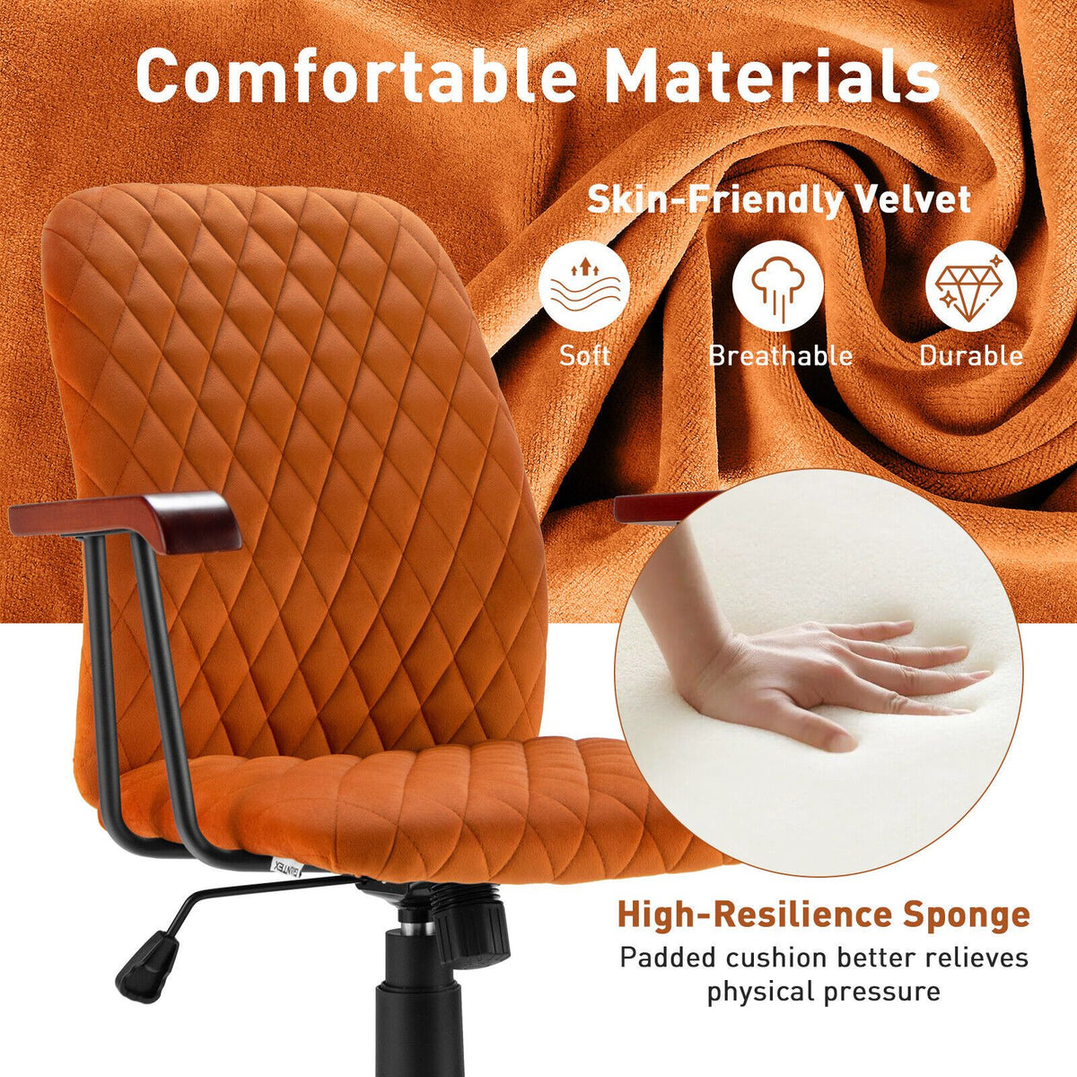 Adjustable Velvet Rocking Leisure Chair with Padded Seat