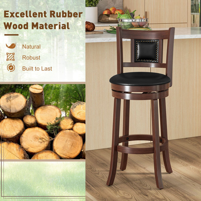 65/74 Cm Swivel Bar Stool Set of 2 with Curved Backrest