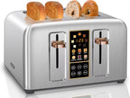 SEDOL 4 Slice Toaster Stainless Steel Digital Toaster with Touch LCD Display 7 Browning Levels and 6 Bread Mode Selection Extra Wide Slots for Bagels Artisan Sourdough 1500W UK Plug