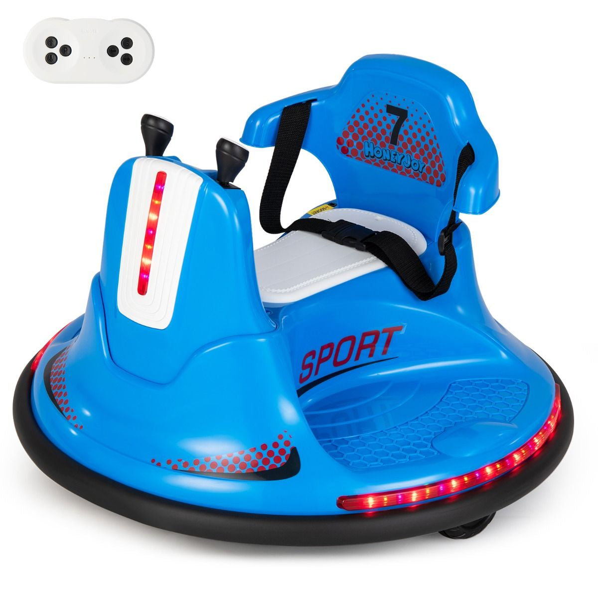 SEDOL 12V High-Performance Kids Bumper Car with 360° Zero-Turn Dual Joysticks Parental Remote Control LED Surround Lighting and Integrated USB/Story Hub