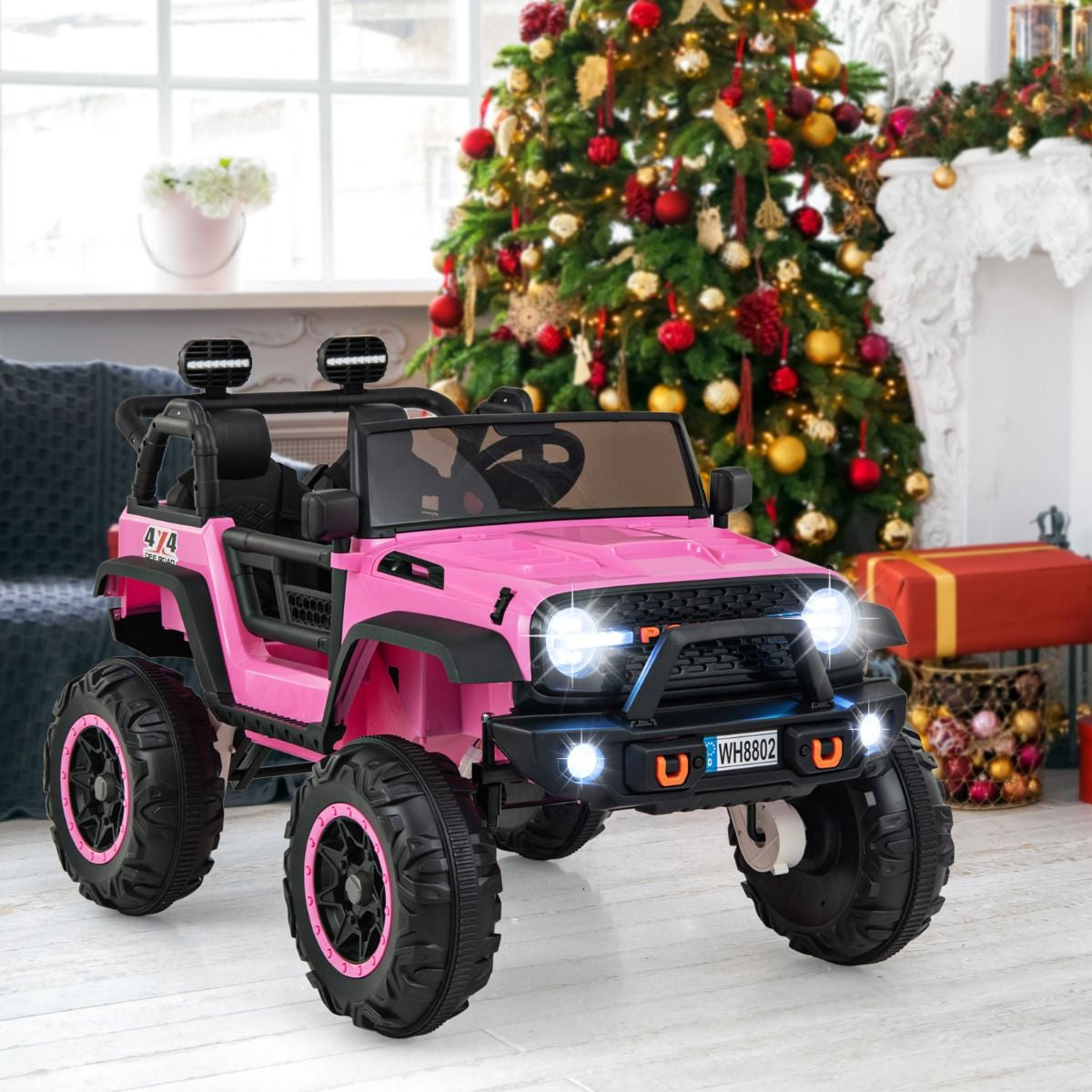 SEDOL 2-Seater 24V Kids Ride-On Truck with 4-Motor 4WD System Parental Remote Control 3-Point Safety Harness and Bonus Digging Shovel – 50kg Capacity