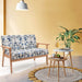 2-Seater Wooden Upholstered Loveseat with Rubber Wood Armrests
