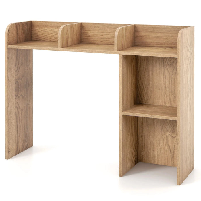Wooden Desk Bookshelf with 4 Shelves and Open Back Compartment