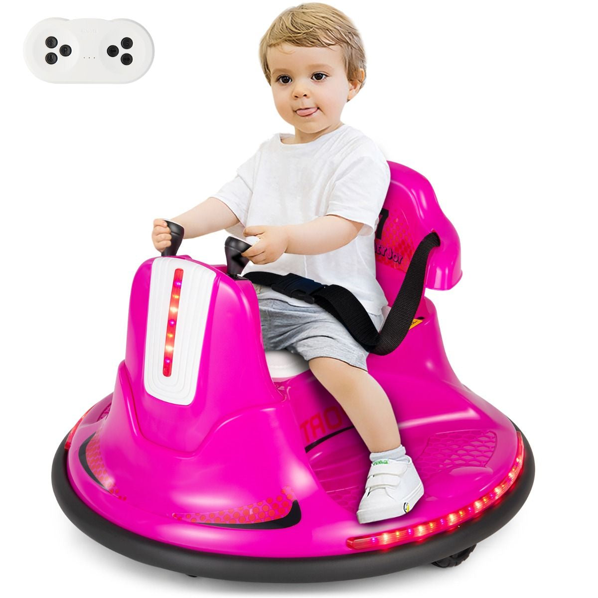 SEDOL 12V High-Performance Kids Bumper Car with 360° Zero-Turn Dual Joysticks Parental Remote Control LED Surround Lighting and Integrated USB/Story Hub