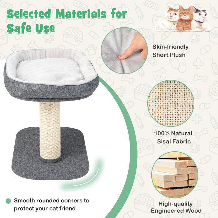 2-Tier Cat Tree with Sleeping Perch Sisal Scratching Plate and Ball