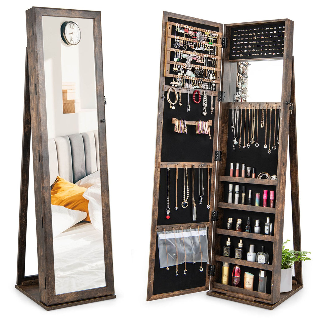 3-In-1 Mirrored Jewellery Armoire with Display Shelves