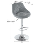 Adjustable PU Leather Counter & Bar Stool Set of 2 – Swivel 360°, Gas‑lift Height, Backrest, Foot‑rest – Grey