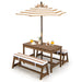 Kids Picnic Table with Cushions & Adjustable Umbrella – Fir Wood Play Table for 4