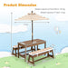 Kids Picnic Table with Cushions & Adjustable Umbrella – Fir Wood Play Table for 4