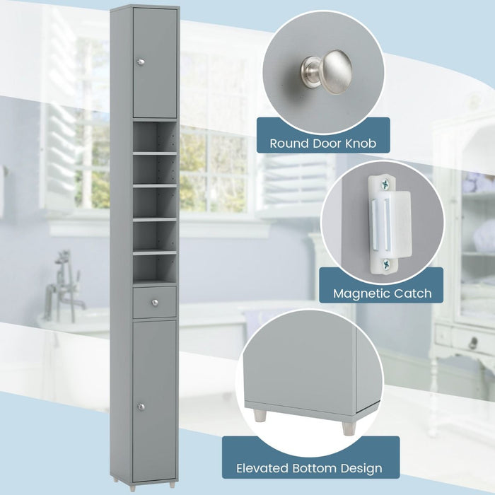 180CM Tall Freestanding Bathroom Cabinet with 2 Doors and 1 Drawer