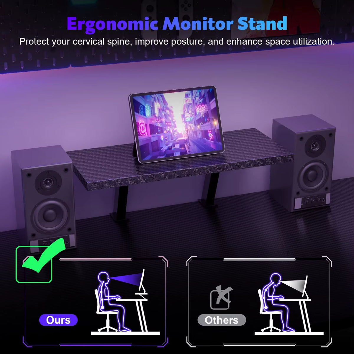 L Shaped Gaming Desk 150X130X75Cm with Removable Monitor Stand, Corner Computer Desk Large PC Writing Table for Home and Office
