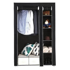67" Portable Clothes Wardrobe – Fabric Closet with Hanging Rod (Black)