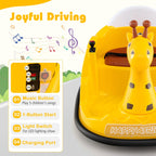 SEDOL 12V Giraffe Series Toddler Bumper Car with 360° Zero-Turn Dual Joysticks Parental Remote Control and Integrated LED Sensory Light Show