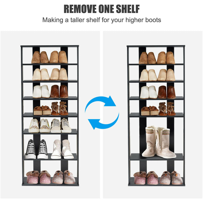 Extra Wide Wooden Vertical Shoe Rack with 7 Shelves