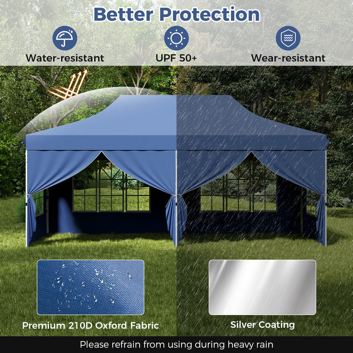 Pop-Up Canopy Gazebo Tent with 6 Removable Sidewalls & Carry Bag
