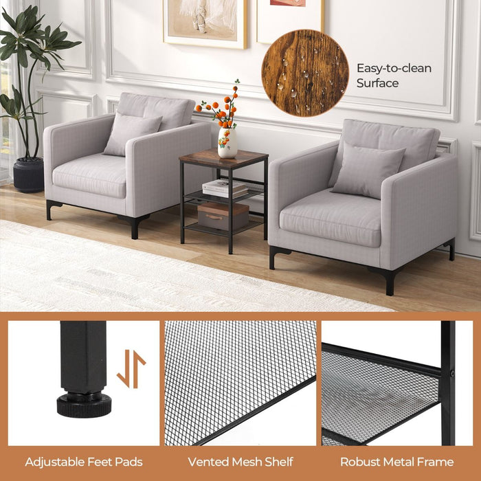3 Tier Industrial Styled Side Table Bedside Table