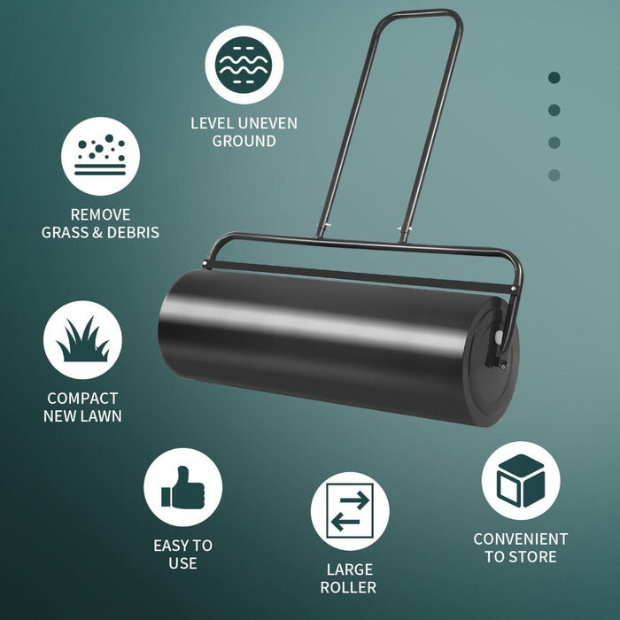 63 L Heavy-Duty Lawn Roller – Steel Garden Grass Roller with U‑Handle & Drain Plug