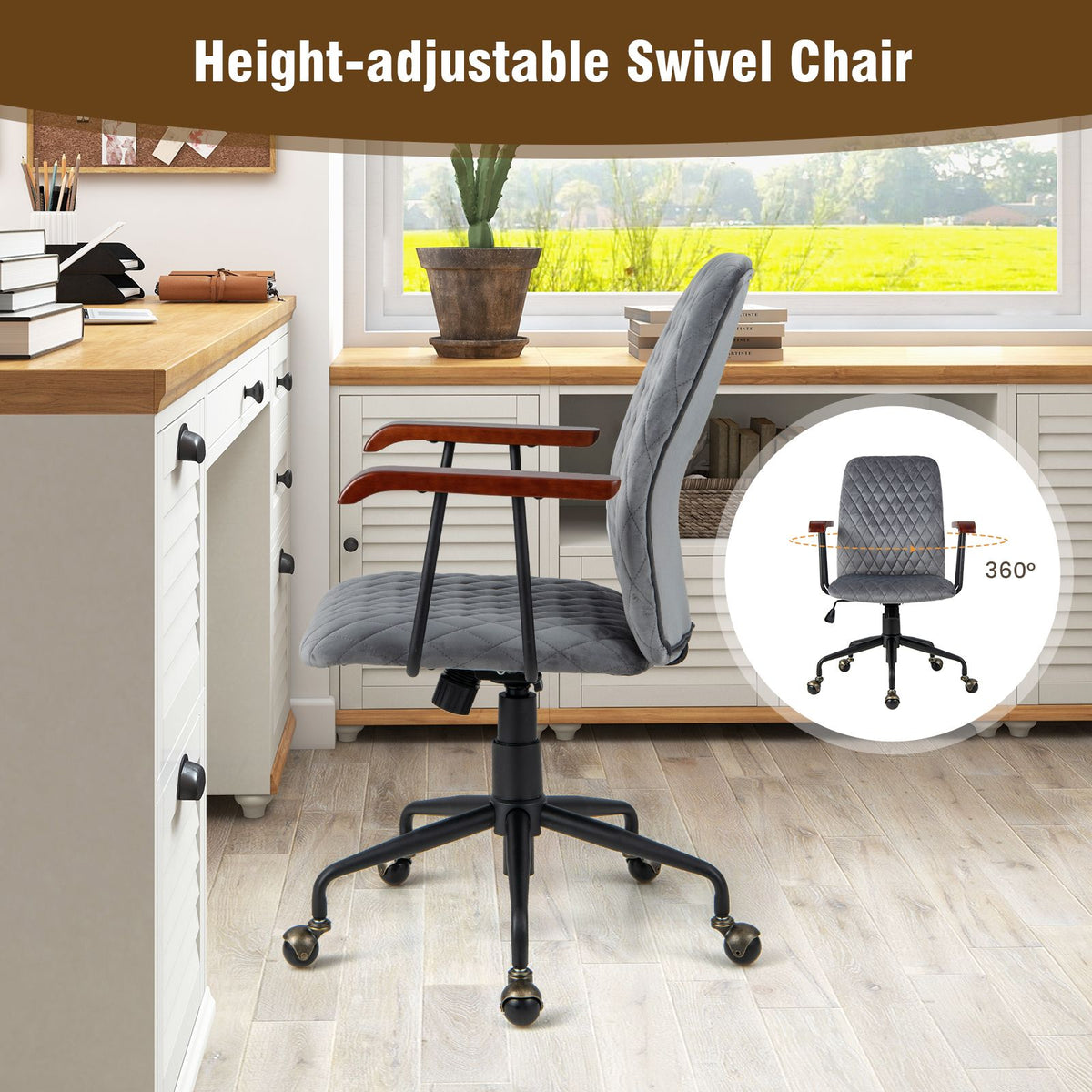 Adjustable Velvet Rocking Leisure Chair with Padded Seat