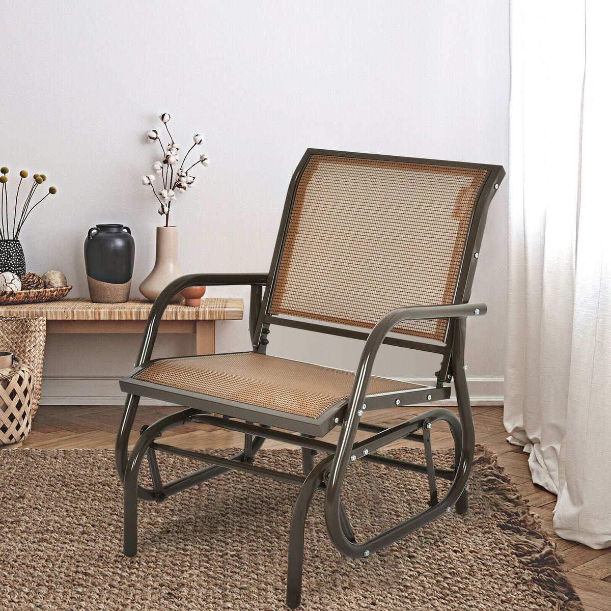 Glider Rocking Chair – Outdoor Swing Seat with Steel Frame & Breathable Fabric