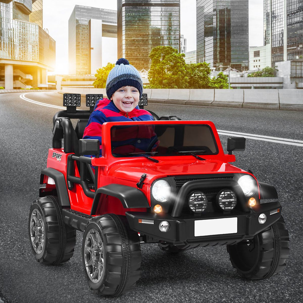 SEDOL 2-Seater 12V Electric Kids Ride-On Truck with Dual Storage Compartments Parental Remote Control High-Capacity 7Ah Battery and All-Terrain Spring Suspension – 50kg Limit